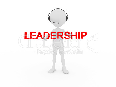 3d businessman showing leadership word