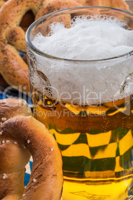 homemade pretzels and beer