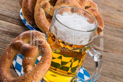 homemade pretzels and beer