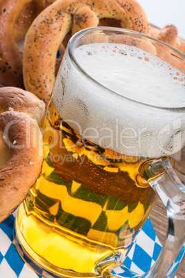 homemade pretzels and beer