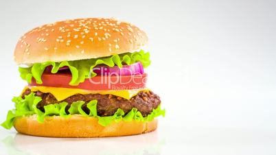 Tasty and appetizing hamburger cheeseburger