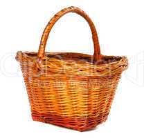 Wicker basket on white background.