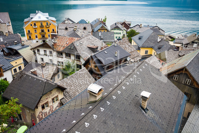 View of Hallstatt village tradidional rooftops