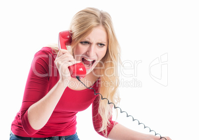 Frau am Telefonhörer