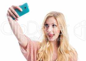 Blondine macht Selfie