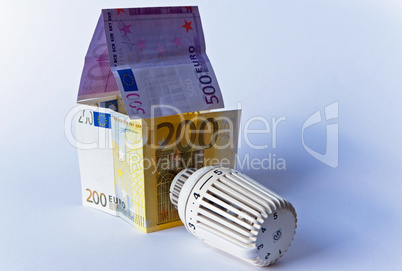 Thermostat, Banknoten, Geldschein, Heizkosten