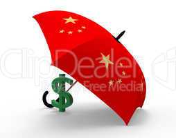 Dollar under umbrella