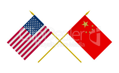 Flags, China and USA