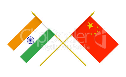 Flags, China and India