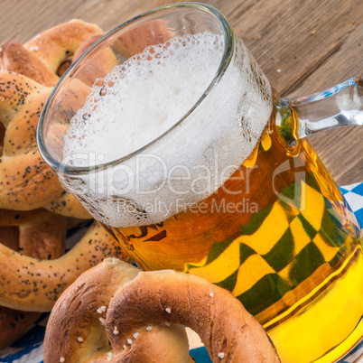 homemade pretzels and beer