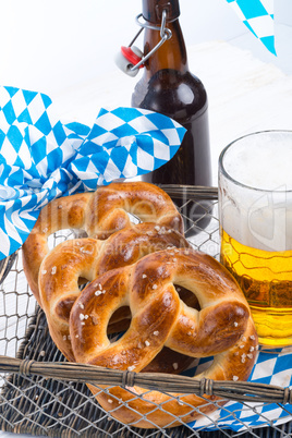 homemade pretzels and beer