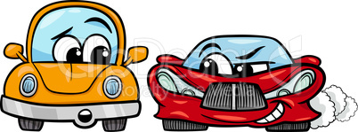 old automobile and sports car cartoon