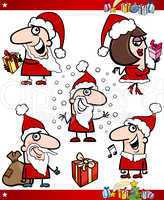 Santa and Christmas Themes Cartoon Set