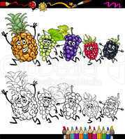 running fruits cartoon coloring page