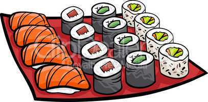sushi lunch cartoon illustration
