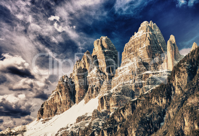 Dolomites, Italy. Terrific view of Alps Mountains with colourful