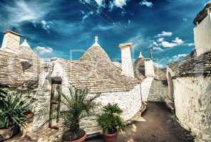 Unique quaint Alberobello - trulli village, Italy