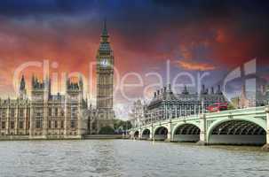 London. Beautiful view of Westminster Bridge and Houses of Parli