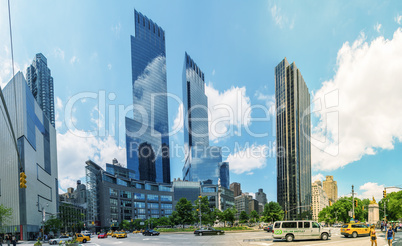 NEW YORK CITY - JUNE 12, 2013: Traffic and skyscrapers in Columb