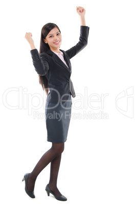 Asian business woman cheering