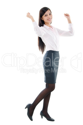 Asian office lady cheering