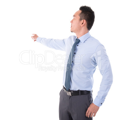 Businessman hand pointing away