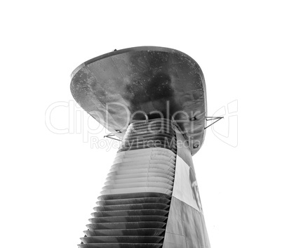 Top of a ship with detail on chimney. Isolated on white backgrou