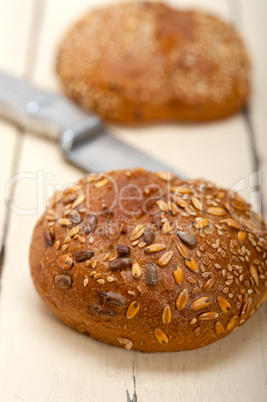 organic bread over rustic table