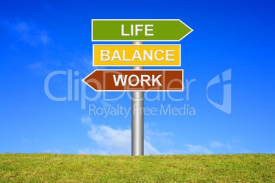 Schild Wegweiser: Work - Life - balance
