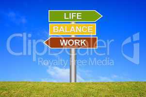 Schild Wegweiser: Work - Life - balance
