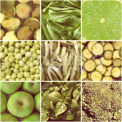 Retro look Vegetables collage