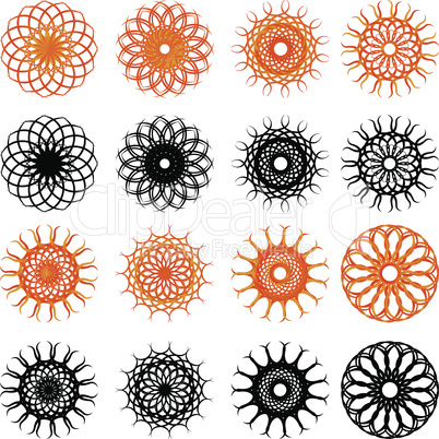 Set of swirl rounded design elements