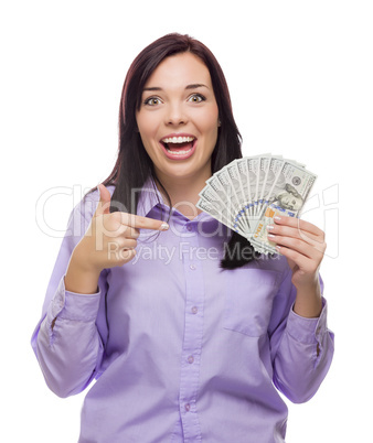 Mixed Race Woman Holding the New One Hundred Dollar Bills