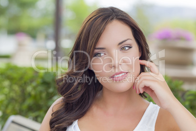 Pretty Mixed Race Girl Portrait Outdoors