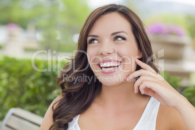 Pretty Mixed Race Girl Portrait Outdoors