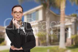 Mixed Race Woman in Front of Residential House