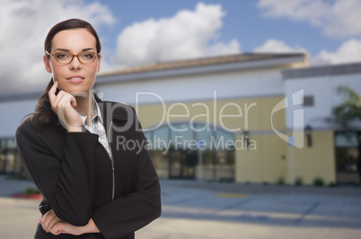 Woman In Front of Commercial Building