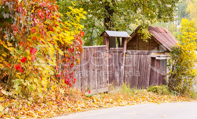 wooden fence in autumn