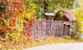 wooden fence in autumn
