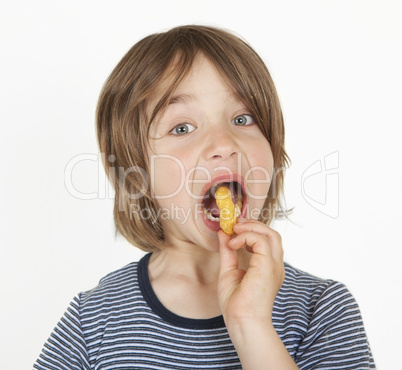 boy with peanut flips in the mouth