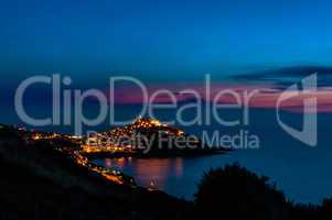 Landscape of castelsardo by night