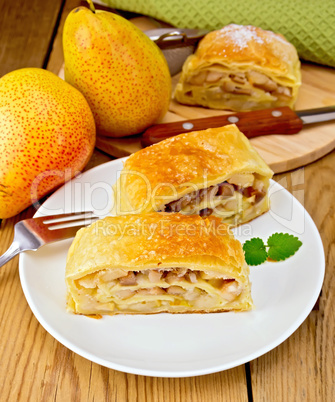 Strudel with pears on board