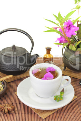 chinesische Naturmedizin mit einer Tasse Tee und Anis