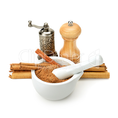cinnamon,  mill and mortar Grinder
