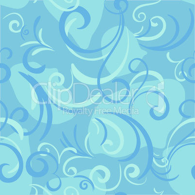 blue seamless with swirl and petal for textile and background.eps