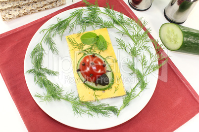 Knäckebrot mit Marienkäfer