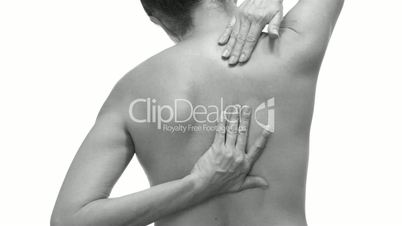 Female With Back Pain Black and White