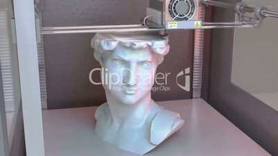 David's Head printed by 3D Printer // 3D Visualization