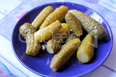 Cucumbers marinaded on the plate