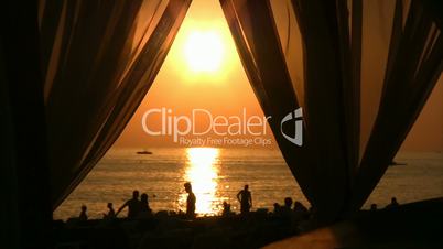 Sunset beach scene at Alanya Antalya Turkey
